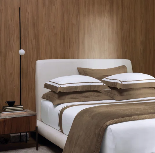 Jogo de Cama Solteiro Pazzi 200 Fios Trussardi Branco/Marrone 1,80 x 2,60 m