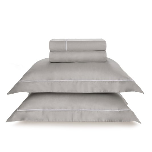 Jogo de Cama Super King 300 Fios Enrico Trussardi Marmo e Branco