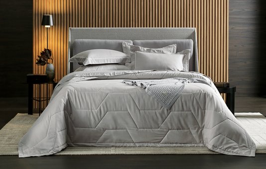 Jogo de Cama Super King 300 Fios Enrico Trussardi Marmo e Branco