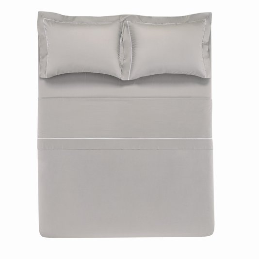 Jogo de Cama Super King 300 Fios Enrico Trussardi Marmo e Branco