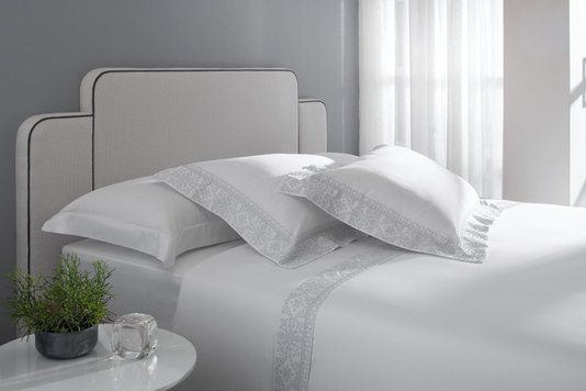 Jogo De Cama Super King Aida 300 Fios Buddemeyer Cinza 2,80 x 2,90 m
