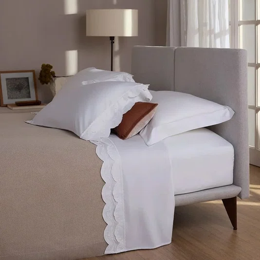Jogo De Cama Super King Aria 400 Fios Buddemeyer Luxus Branco 280cm x 290cm
