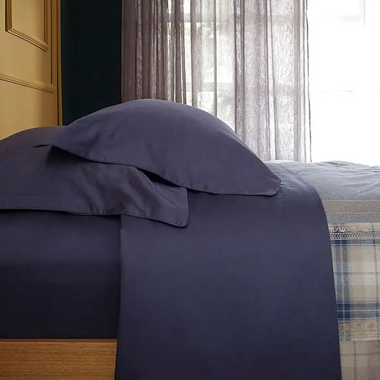 Jogo De Cama Super King Basquiat 400 Fios Buddemeyer Luxus Azul Midnight 2,80 x 2,80 m