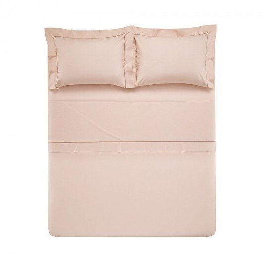 Jogo De Cama Super King Cammillo 200 Fios Trussardi Rosa 2,80X2,60