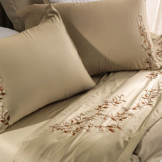 Jogo de Cama Super King Carmela 300 Fios Karsten Bege 2,90 x 2,60 m