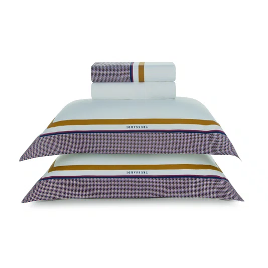 Jogo de Cama Super King Carreto 300 Fios Trussardi Estampado 2,80 x 2,80 m