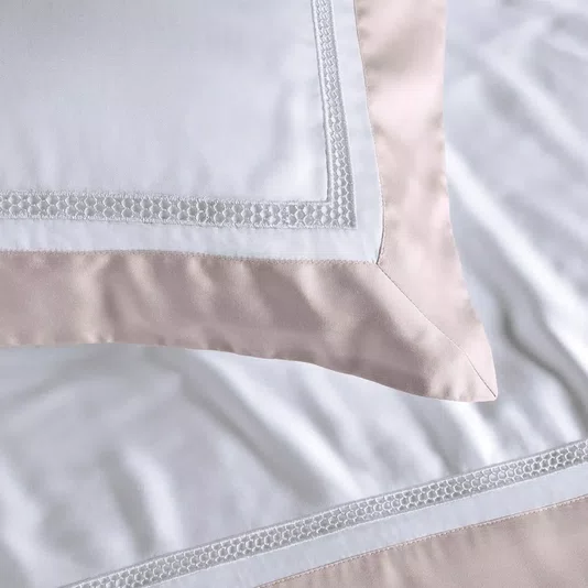Jogo De Cama Super King Contessina 300 Fios Bambu Trussardi Rose 2,80 x 2,80 m