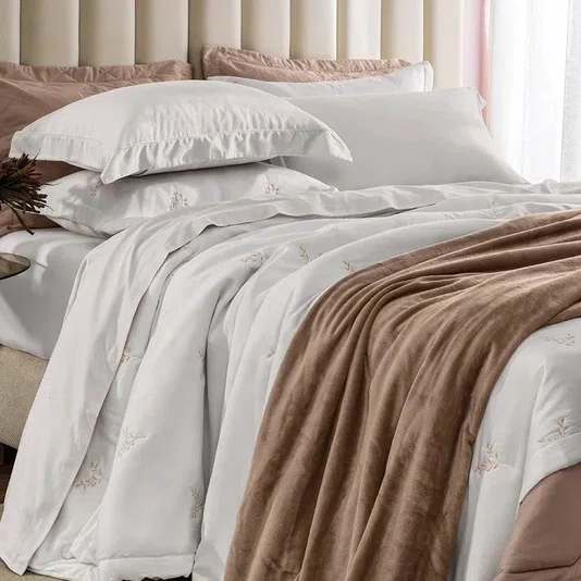 Jogo Cama Super King Dallas 300Fios Egipcio Karsten Branco
