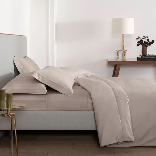 Jogo De Cama Super King Dallas II 600 Fios Buddemeyer Luxus Bege Champagne 2,80 x 2,80 m