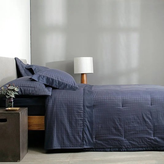 Jogo de Cama Super King Damask Square 300 Fios Buddemeyer Azul 2,80 x 2,50 m