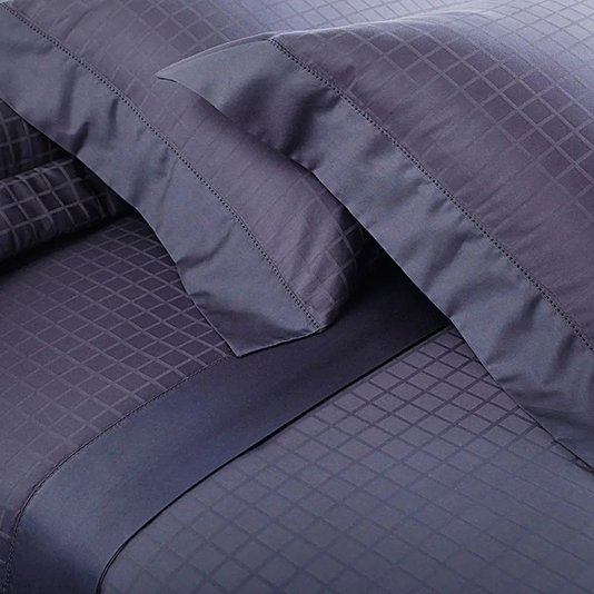 Jogo de Cama Super King Damask Square 300 Fios Buddemeyer Azul 2,80 x 2,50 m