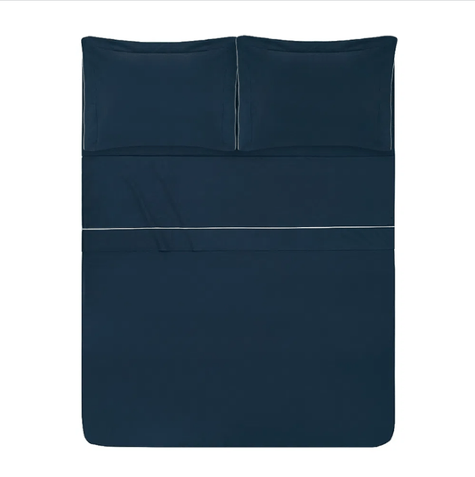 Jogo de Cama Super King Filetti 200 Fios Trussardi Marinho 2,60m X 2,80m