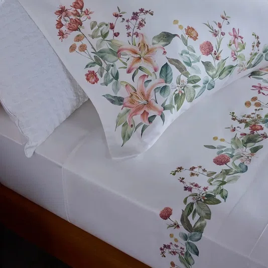 Jogo de Cama Super King Fiorella 400 Fios Buddemeyer Luxus Estampado 280cm x 290cm
