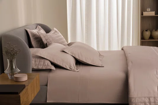Jogo De Cama Super King Grasso 300 Fios Trussardi 2,80 x 2,80 m Nocciola