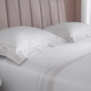 Jogo De Cama Super King Horizon 400 Fios Buddemeyer Luxus Branco/Bordado Pérola 2,80 x 2,90 m