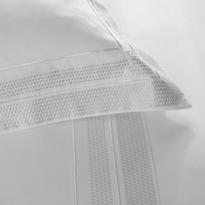 Jogo De Cama Super King Horizon 400 Fios Buddemeyer Luxus Branco/Bordado Pérola 2,80 x 2,90 m