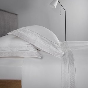 Jogo De Cama Super King Horizon 400 Fios Buddemeyer Luxus Branco/Bordado Pérola 2,80 x 2,90 m