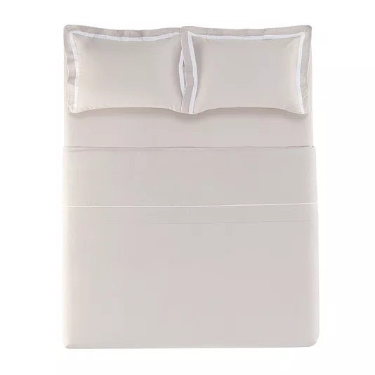 Jogo de Cama Super King Lara 300 Fios Karsten Prata/Branco 2,90 x 2,60 m