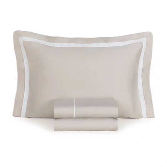 Jogo de Cama Super King Lara 300 Fios Karsten Prata/Branco 2,90 x 2,60 m