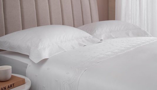 Jogo De Cama Super King Liberty 400 Fios Buddemeyer Luxus Branco/Bordado Branco 2,,80 x 2,90 m