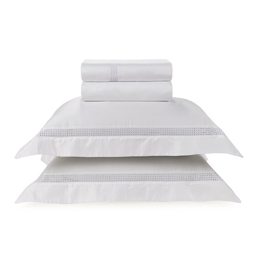 Jogo De Cama Super King Marconi 300 Fios Trussardi Branco/Branco 2,80 x 2,80 m