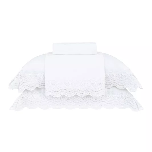 Jogo de Cama Super King Margot 400 Fios Buddemeyer Luxus Branco 2,80 x 2,80 m