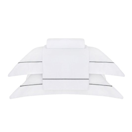 Jogo de Cama Super King Nilo 500 Fios Buddemeyer Luxus Branco e Verde Pinheiro 2,80 x 2,80 m