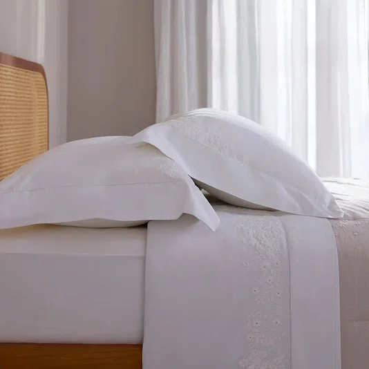 Jogo de Cama Super King Ornella 400 Fios Buddemeyer Luxus Branco 280cm x 290cm
