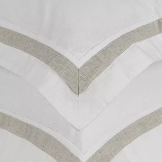 Jogo de Cama Super King Parione Linho e Algodão Trussardi Branco/Natural 2,80 x 2,80 m