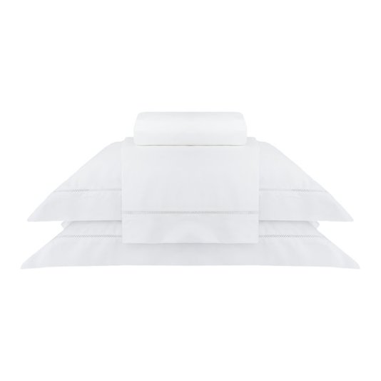 Jogo De Cama Super King Preston 1000 Fios Buddemeyer Luxus Branco 2,80 x 2,90 m