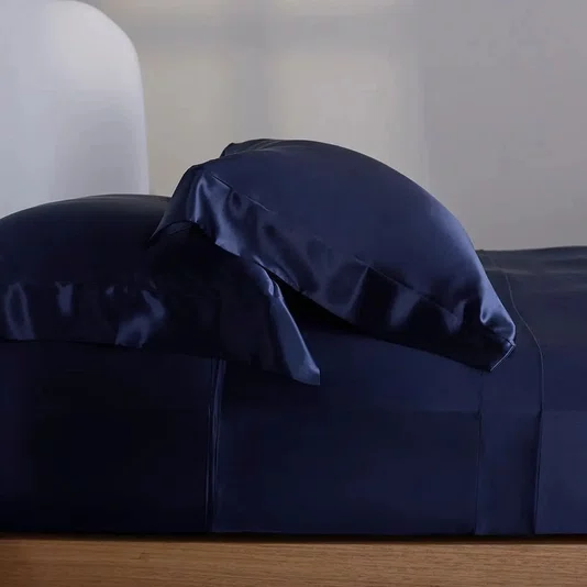 Jogo de Cama Super King Seda Royale Buddemeyer Luxus Azul Marinho 280cm x 270cm