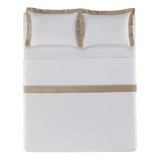 Jogo De Cama Super King Valestro 300 Fios Trussardi 2,80 x 2,80 m Branco/Nocciola