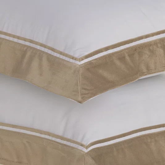 Jogo De Cama Super King Valestro 300 Fios Trussardi 2,80 x 2,80 m Branco/Nocciola