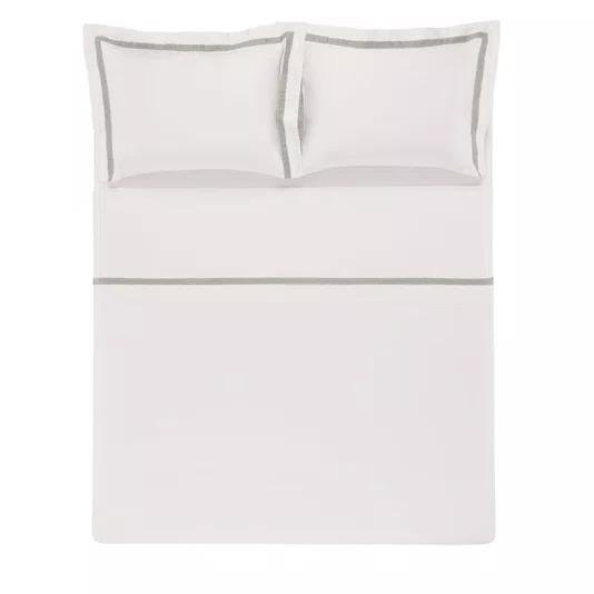 Jogo de Cama Super King Vercelli 300 Fios Trussardi Branco e Marmo 2,80 X 2,60 m