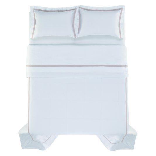 Jogo De Cama Super King Verselli 300 Fios Trussardi Branco/Rose 2,80 x 2,80 m