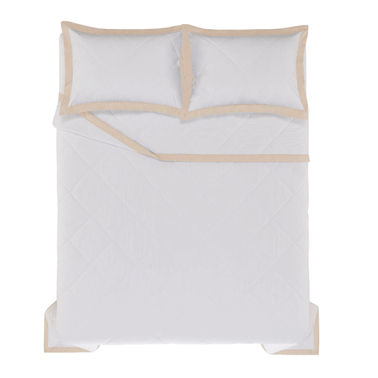 Jogo de Colcha Queen 200 Fios Olga Trussardi Branco/Colosseo