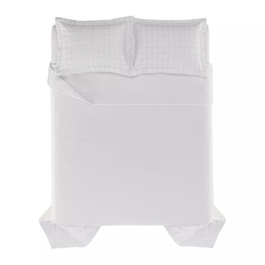 Jogo de Colcha Queen Gaia 300 Fios Egípcio Trussardi Branco 2,60 x 2,80 m