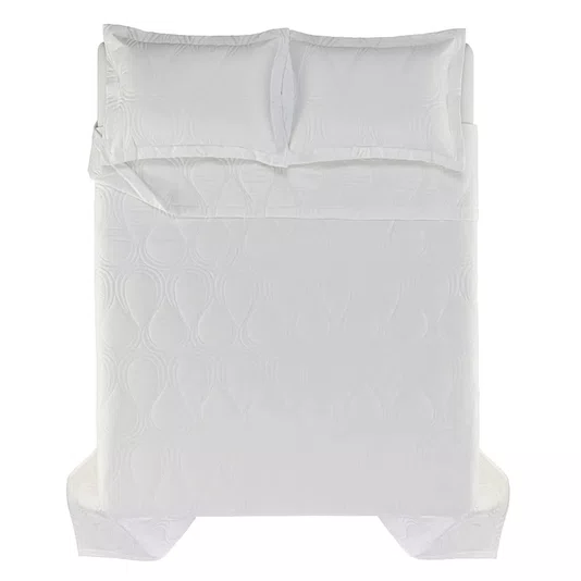 Jogo de Colcha Queen Gaius 300 Fios Egípcio Trussardi Branco 2,60 x 2,80 m