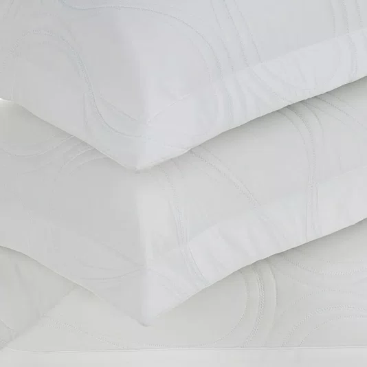 Jogo de Colcha Queen Gaius 300 Fios Egípcio Trussardi Branco 2,60 x 2,80 m