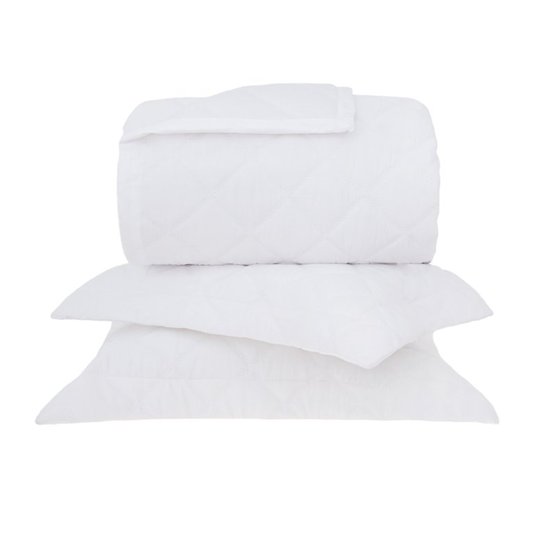 Jogo De Colcha Queen Lucca III 270 Fios Buddemeyer Luxus Branco 2,60 x 2,50 m