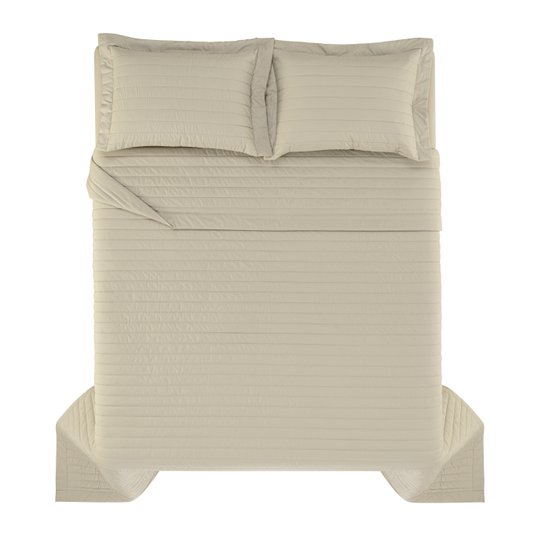 Jogo De Colcha Queen Monteleoni 200 Fios Trussardi Crema 2,40 x 2,60 m
