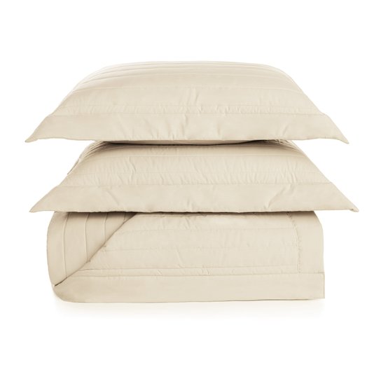 Jogo De Colcha Queen Monteleoni 200 Fios Trussardi Crema 2,40 x 2,60 m