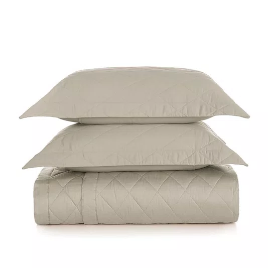 Jogo de Colcha Super King Bossa 300 Fios Egípcio Karsten Areia