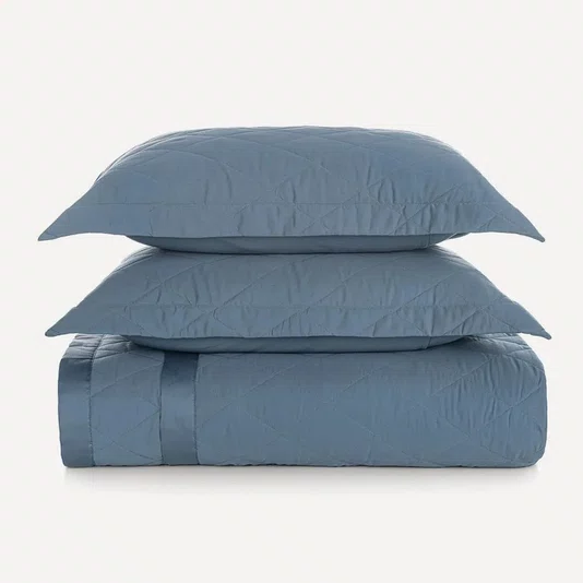 Jogo de colcha Super King Bossa 300 Fios Karsten Índigo