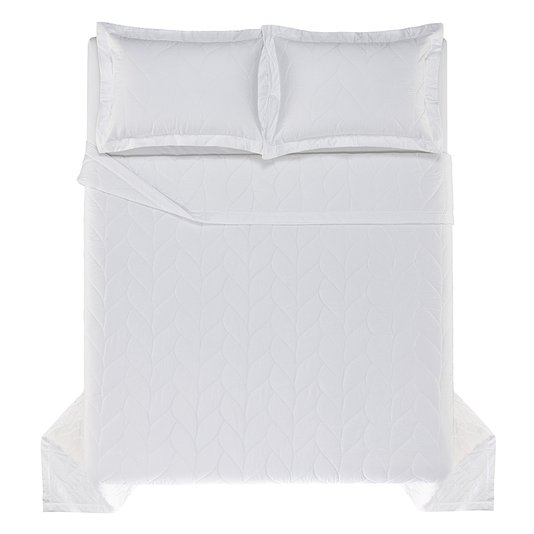 Jogo De Colcha Super King Piaceri 300 Fios Trussardi Branco 2,90 x 2,50 m
