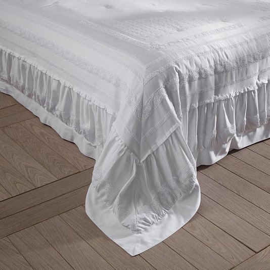 Jogo De Colcha Super King Quatre Buddemeyer Luxus Branco 2,10 x 2,60 m