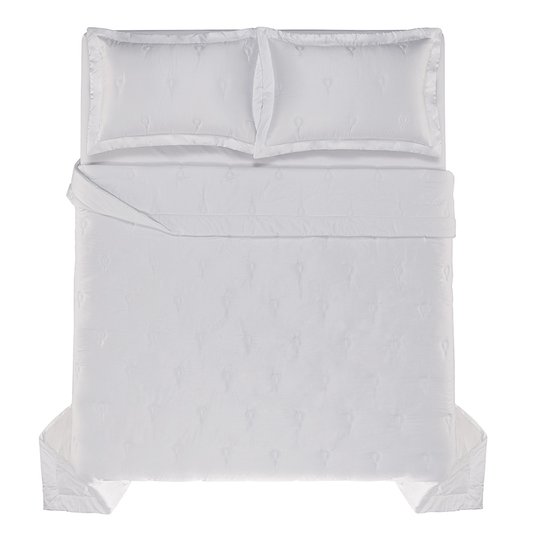 Jogo De Colcha Super King Riviera 600 Fios Trussardi Branco 2,90 x 2,70 m
