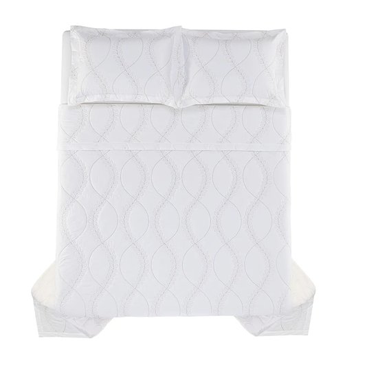 Jogo De Colcha Super King Verone 200 Fios Trussardi Branco/Carvalho 2,90 x 2,50 m