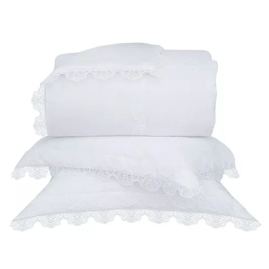 Jogo De Colcha Super King Vivienne Buddemeyer Luxus Branco 3,00 x 2,55 m