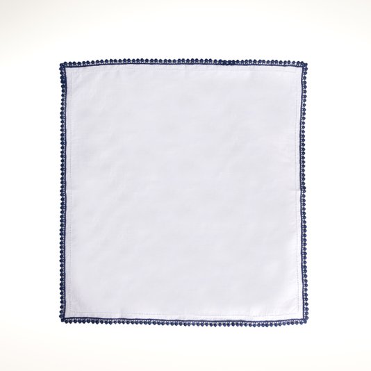 Jogo de Guardanapos de 06 Peças Paris Rendado Flor de Lis Branco e Azul